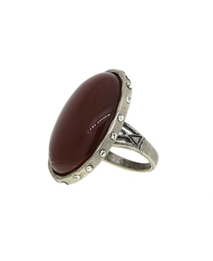 image of T.r.u. by 1928 Semi-Precious Carnelian Oval Ring with Swarovski Crystal Accents