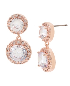 image of Jessica Simpson Cubic Zirconia Stone Double Drop Earrings