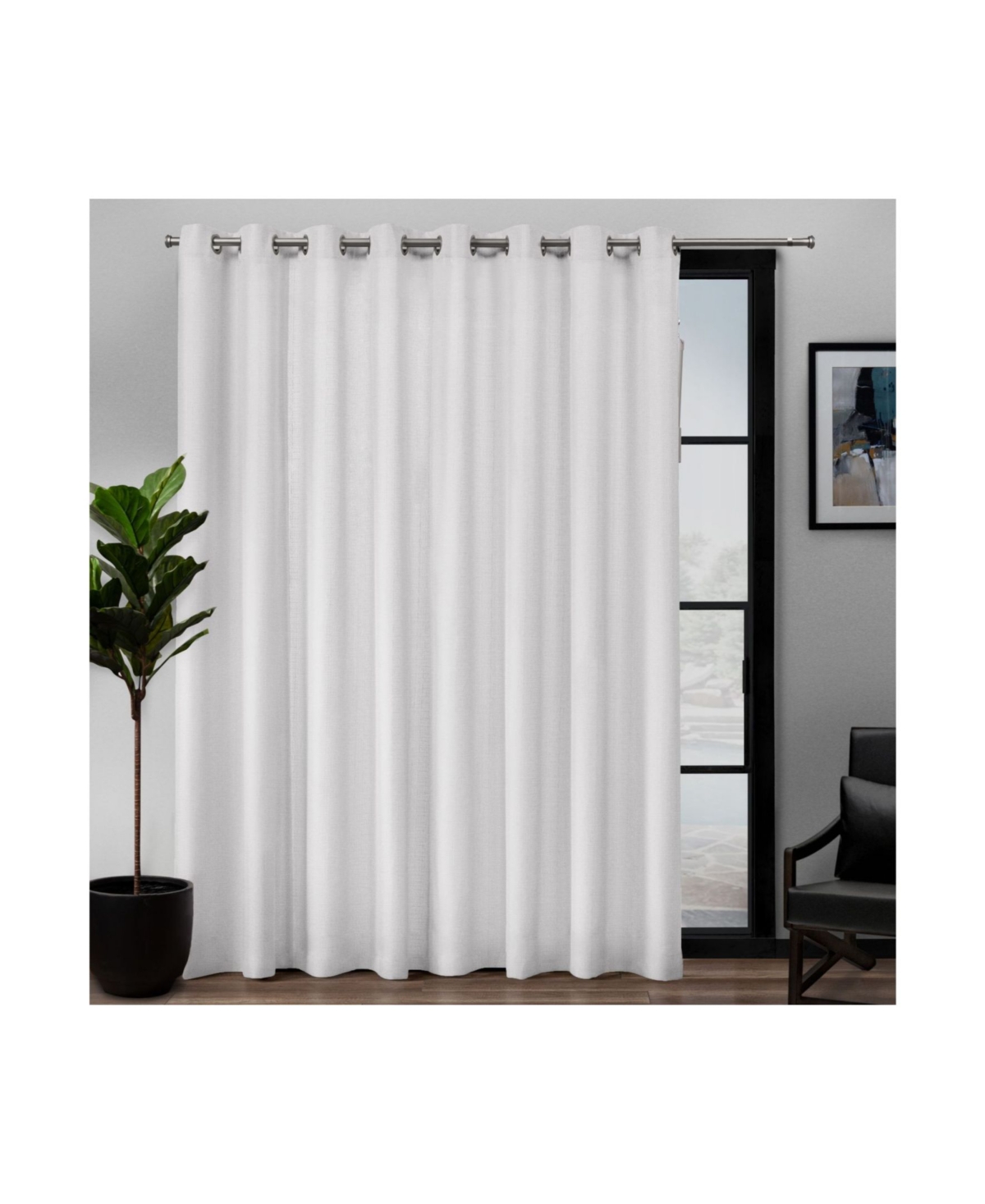 Exclusive Home Curtains Loha Patio Grommet Top Single Curtain Panel, 108" X 96" In White