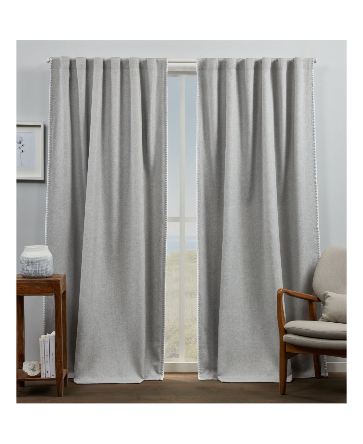 Exclusive Home Curtains Marabel Lined Blackout Hidden Tab Top Curtain Panel Pair, 54" X 96", Set Of 2 In Dark Gray