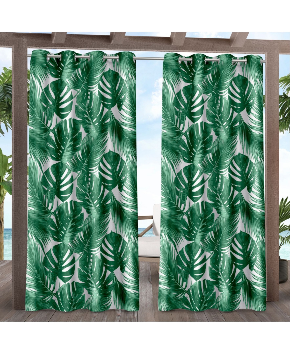 Exclusive Home Curtains Jamaica Palm Indoor In Green