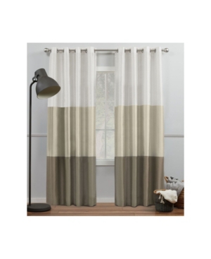 Exclusive Home Curtains Chateau Striped Grommet Top Curtain Panel Pair, 54" X 84" In White