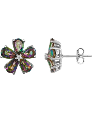 image of Mystic Topaz Flower Stud Earrings (5/8 ct. t.w.) in Sterling Silver