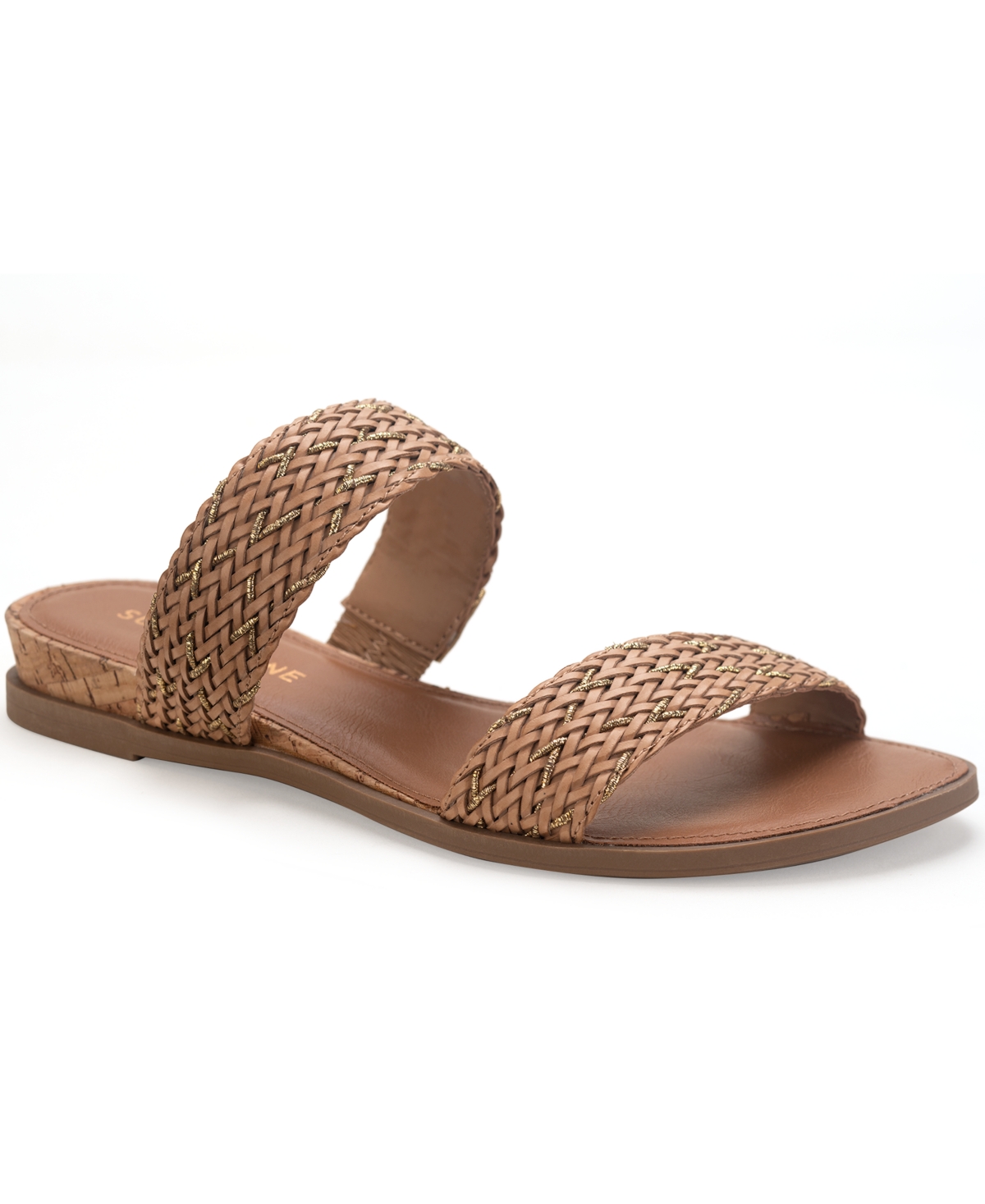 Sun + Stone Women's Easten Double Band Slide Flat Sandals, Created For Macy's In Tan Woven