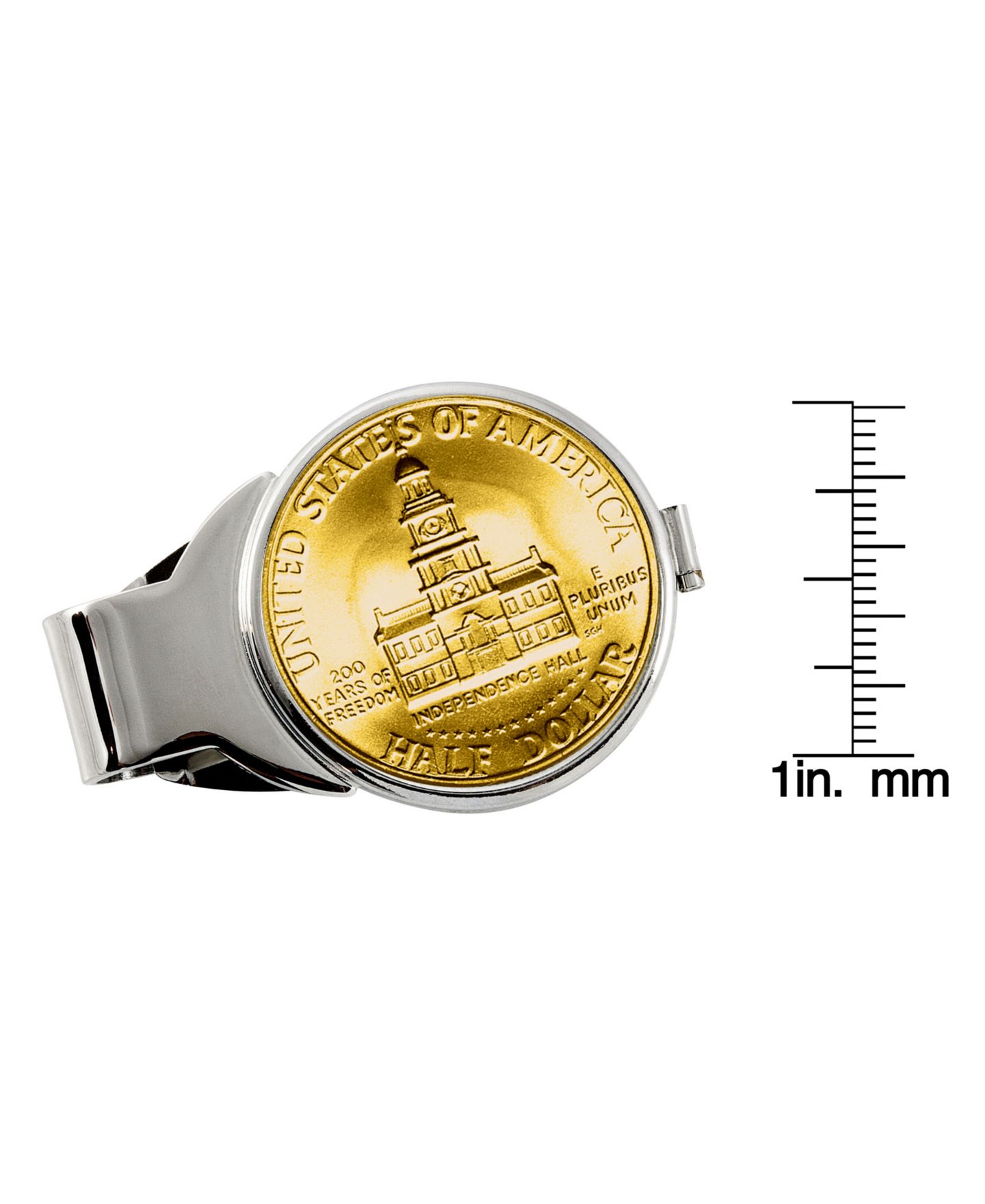Мужской позолоченный зажим для денег American Coin Treasures с монетой JFK Bicentennial — фото 3