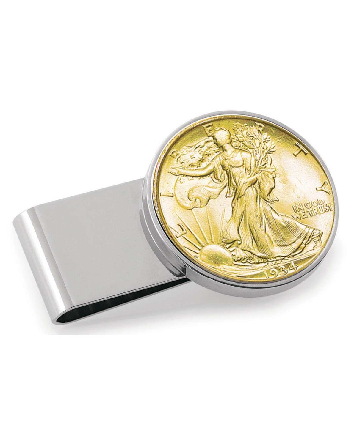 Men's American Coin Treasures Gold-Layered Silver Walking Liberty Half Dollar Stainless Steel Coin Money Clip - Silver