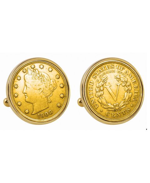 Мужские запонки American Coin Treasures Gold-Layered Liberty Nickel Bezel Coin Cuff Links