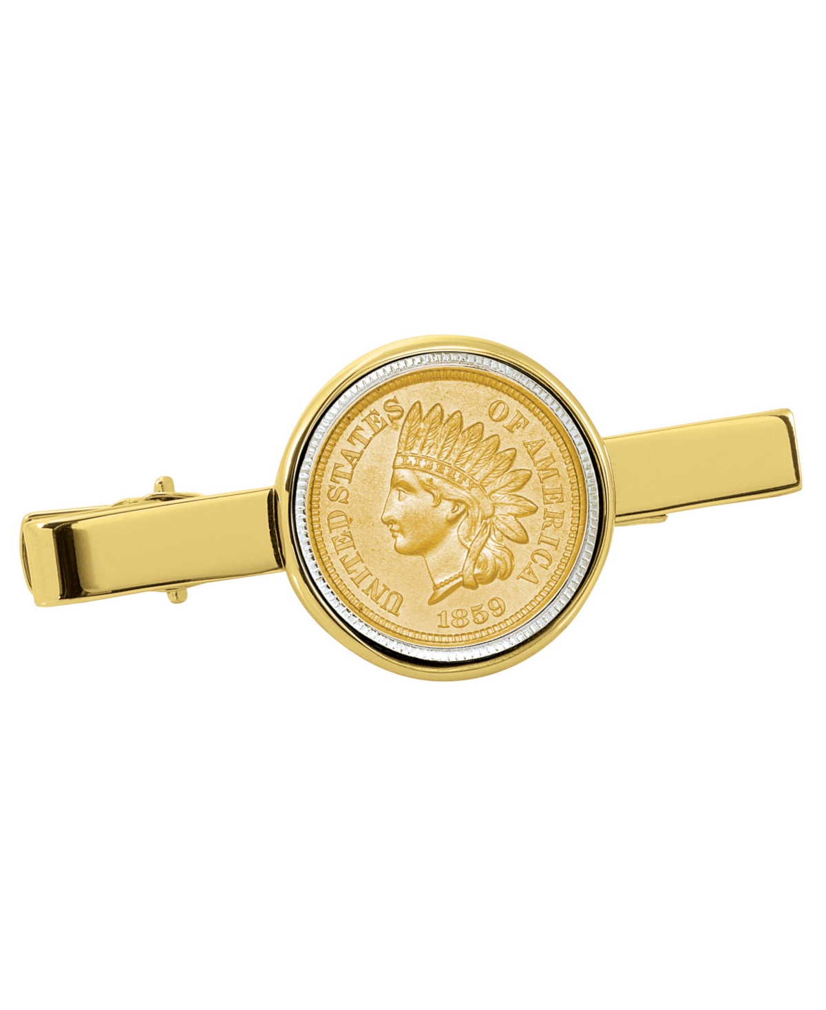 Gold-Layered 1800's Indian Penny Coin Tie Clip - Gold