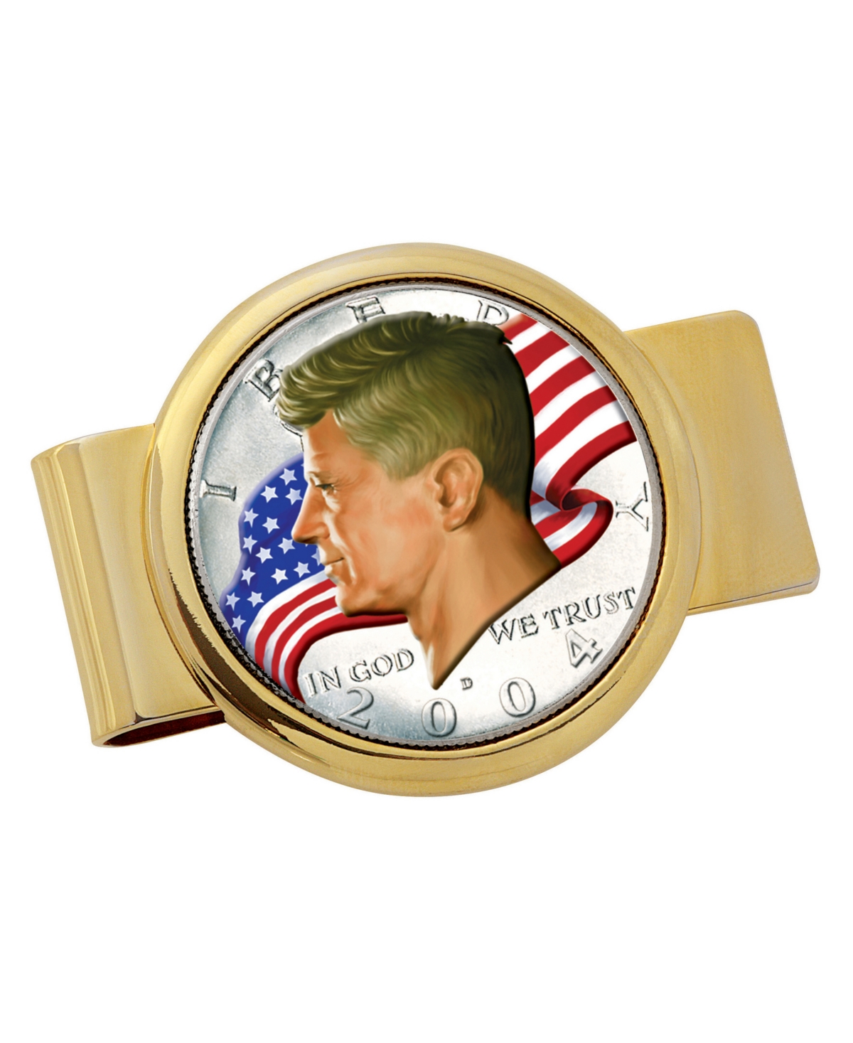 Men's American Coin Treasures Jfk Half Dollar Colorized American Flag Coin Money Clip - Gold