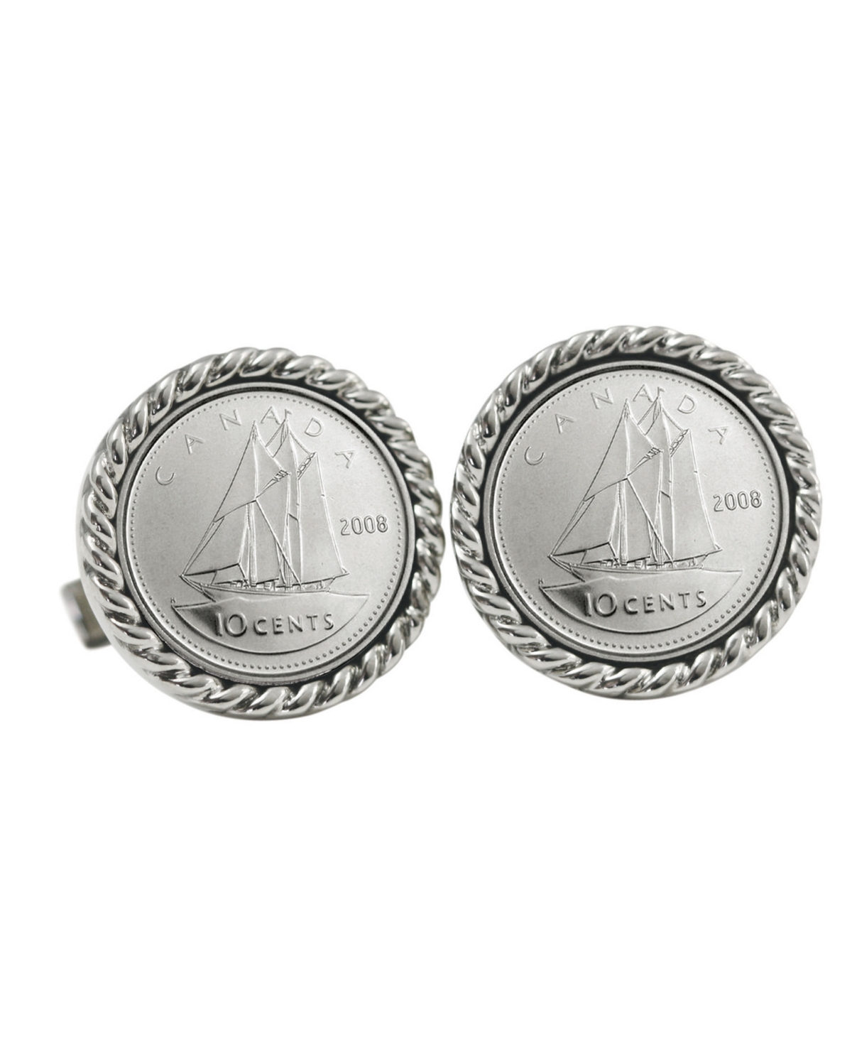 Canada Ship Coin Cuff Links - Silver