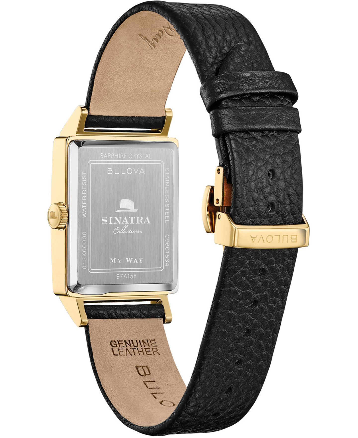 Мужские часы Bulova Frank Sinatra My Way Black Leather Strap Watch 29.5 x 47mm — фото 7