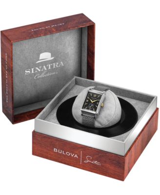 Men's Frank Sinatra My Way Gray Leather Strap Watch, 29.5 x 47mm