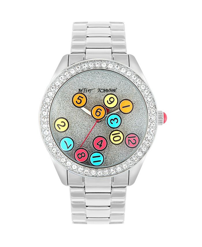 Betsey Johnson Women s Floating Number Dial Silver Tone Bracelet