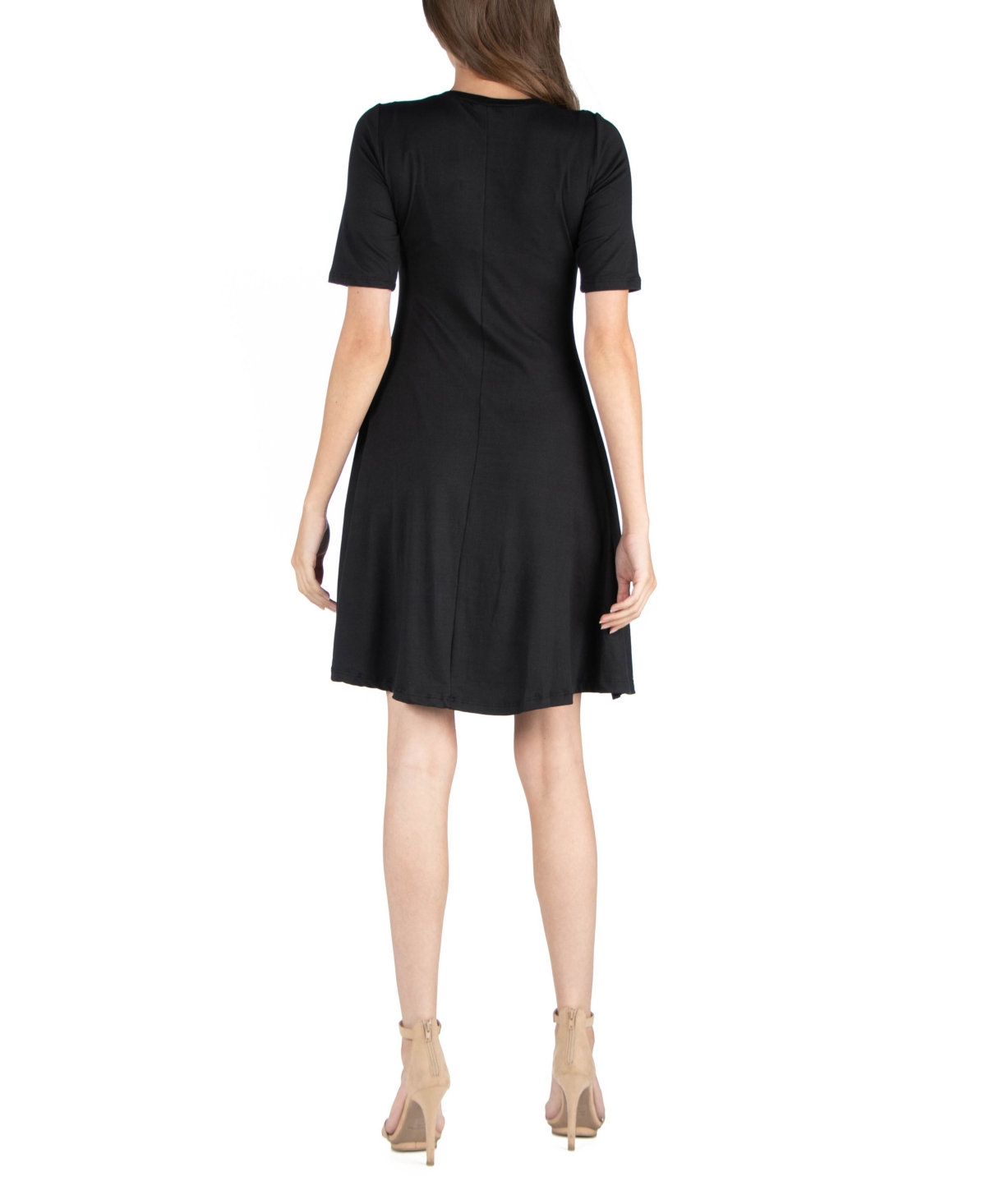 Shop 24seven Comfort Apparel A Line Knee Length Elbow Length Sleeves Dress In Rose
