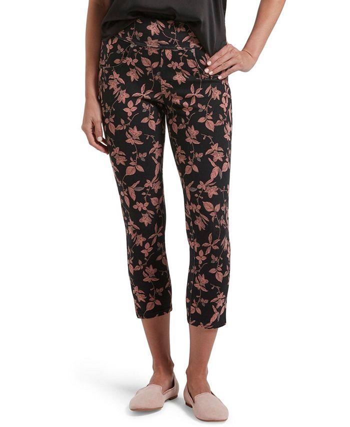 Hue Women's Floral-Print Ultra Soft Denim High-Waist Capri Leggings - Macy's