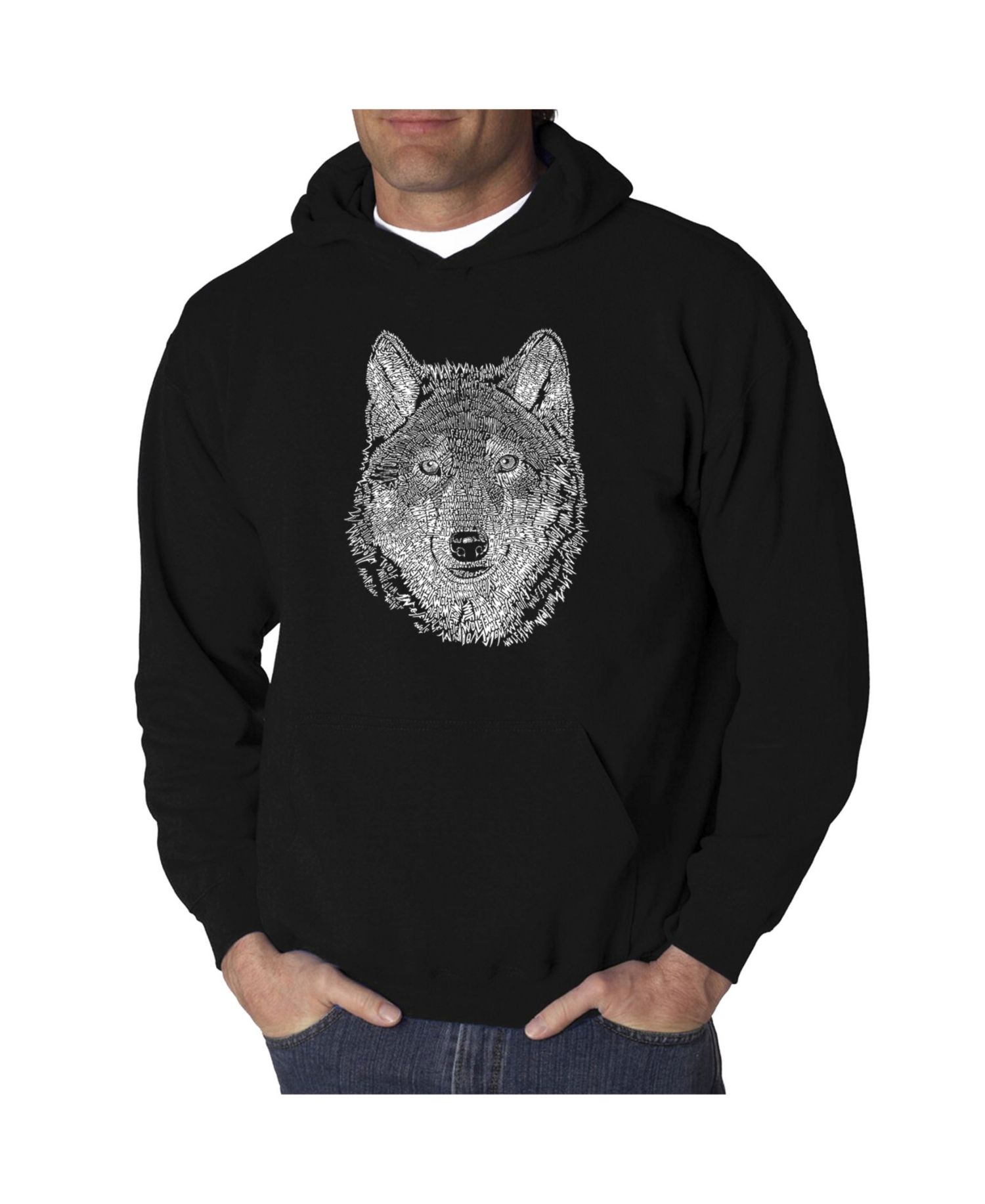 Men's Wolf Word Art Hooded Sweatshirt