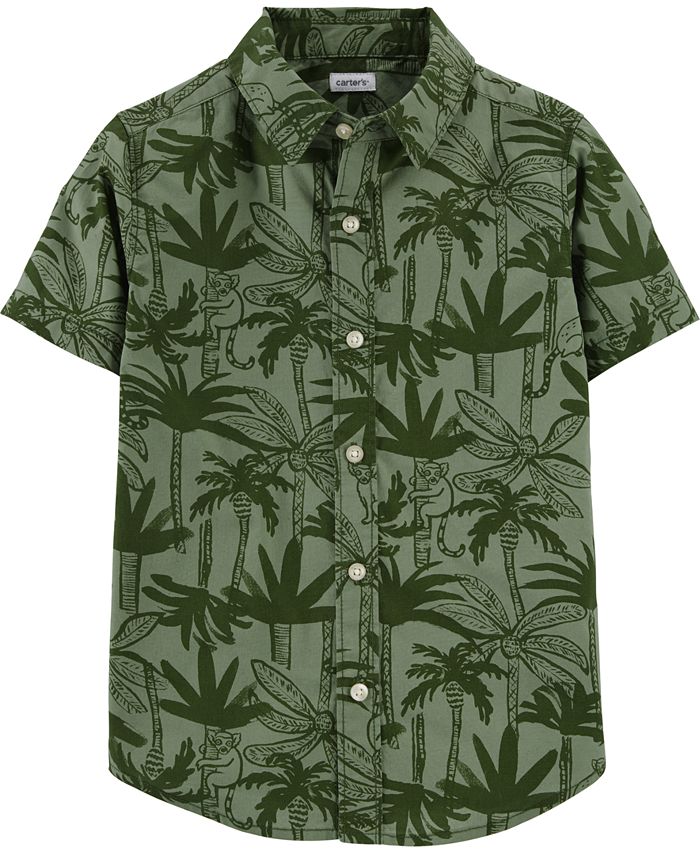 Carter's Big Boys Palm Tree Poplin Button-Front Shirt - Macy's