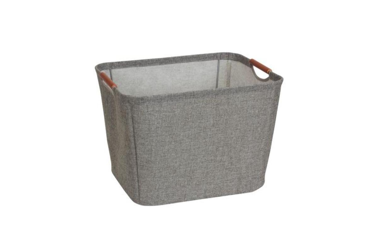 Household Essentials Medium Tapered Soft-Side Storage Bin with Wood Handles