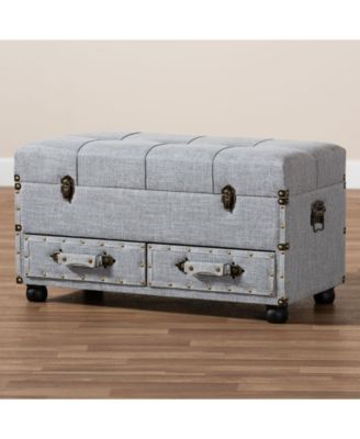Flynn Modern Transitional Upholstered 2 Drawer Storage Trunk Ottoman