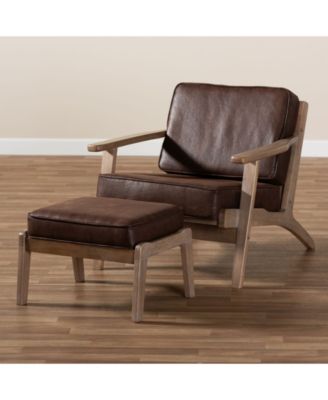 Sigrid Mid-Century Modern Armchair and Ottoman Set