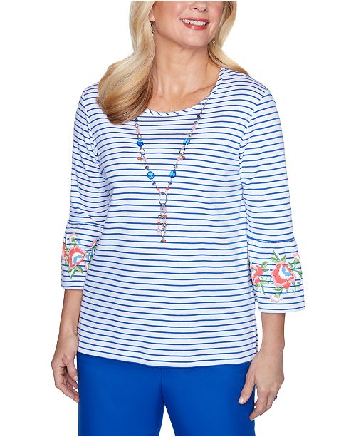 Alfred Dunner Petite Look On The Bright Side Striped Top Reviews