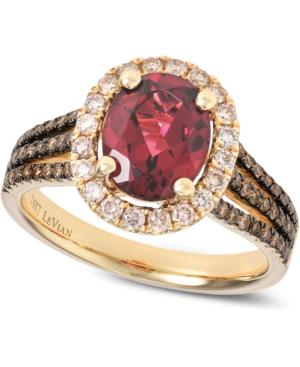 image of Le Vian Raspberry Rhodolite (2 ct. t.w.) and Diamond (5/8 ct. t.w.) Ring in 14k Rose Gold