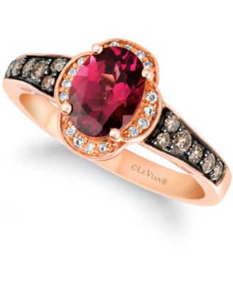 Le Vian - Raspberry Rhodolite (1-3/8 ct. t.w.) & Diamond (1/3 ct. t.w.) Ring in 14k Rose Gold