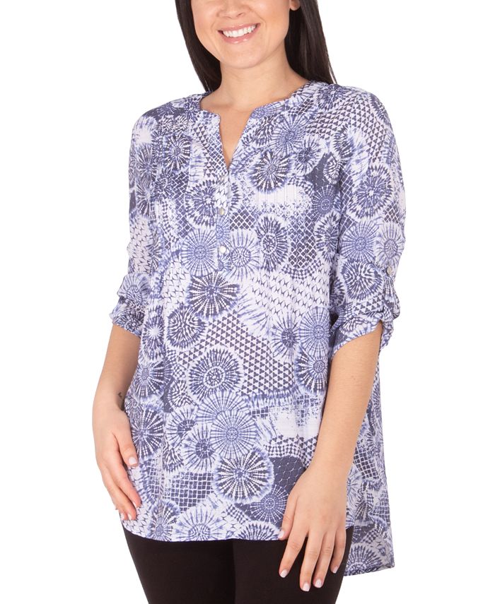 NY Collection - Petite Printed Pintuck Top