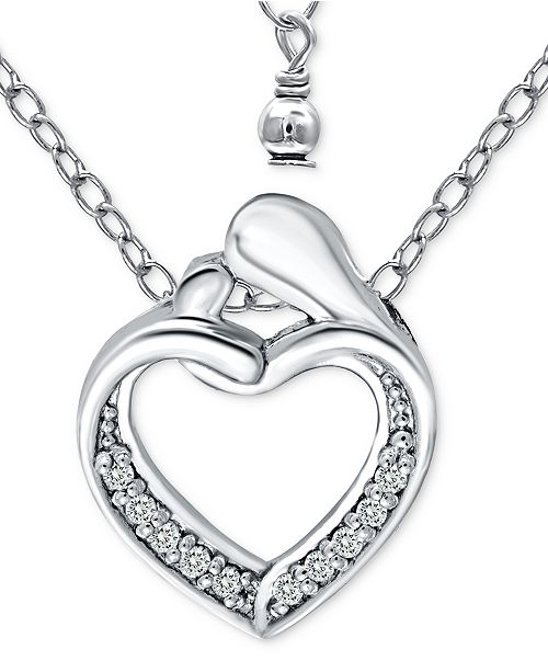 Giani Bernini Cubic Zirconia Abstract Mom Child Heart Pendant Necklace In Sterling Silver 16 2 Extender Created For Macy S Reviews Necklaces Jewelry Watches Macy S