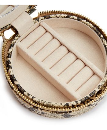Wolf Designs - Embossed Snake Texture Round Zip Jewelry Case