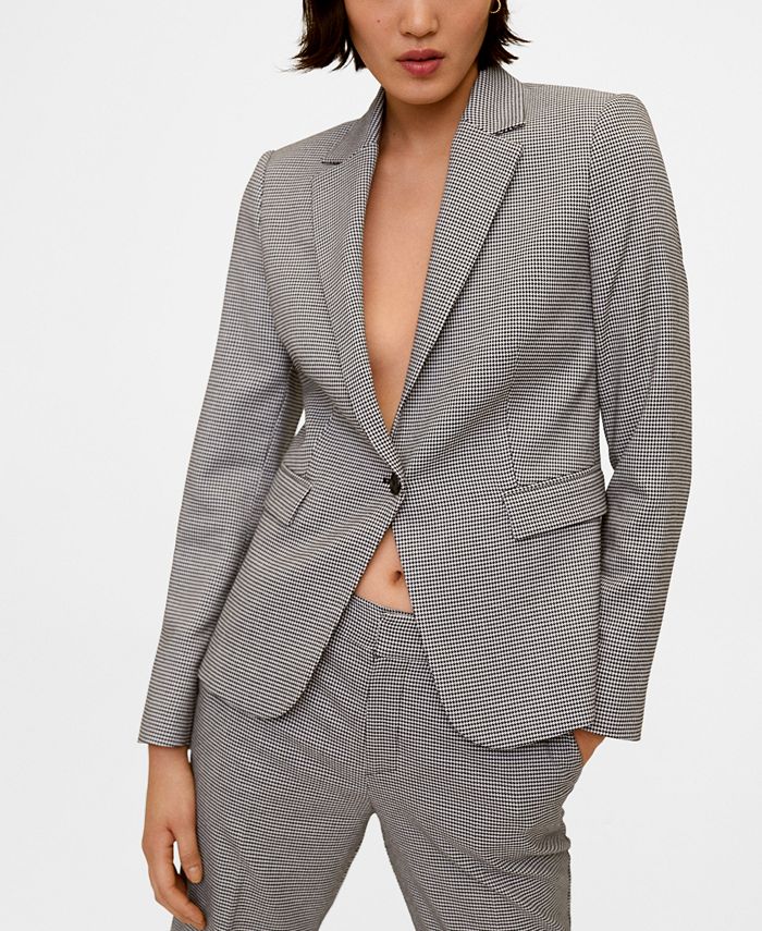 MANGO Houndstooth WoolBlend Blazer Macy's