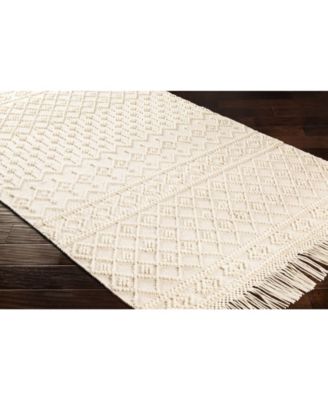 Farmhouse Tassels FTS-2305 White 2'6" x 8' Runner Area Rug