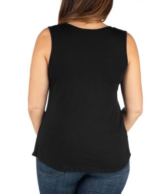 24seven Comfort Apparel 24seven Comfort Apparel Плюс размер Топ без рукавов с V-образным вырезом и закругленным подолом