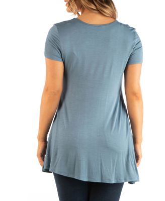 Plus Size Short Sleeve V-Neck Tunic Top