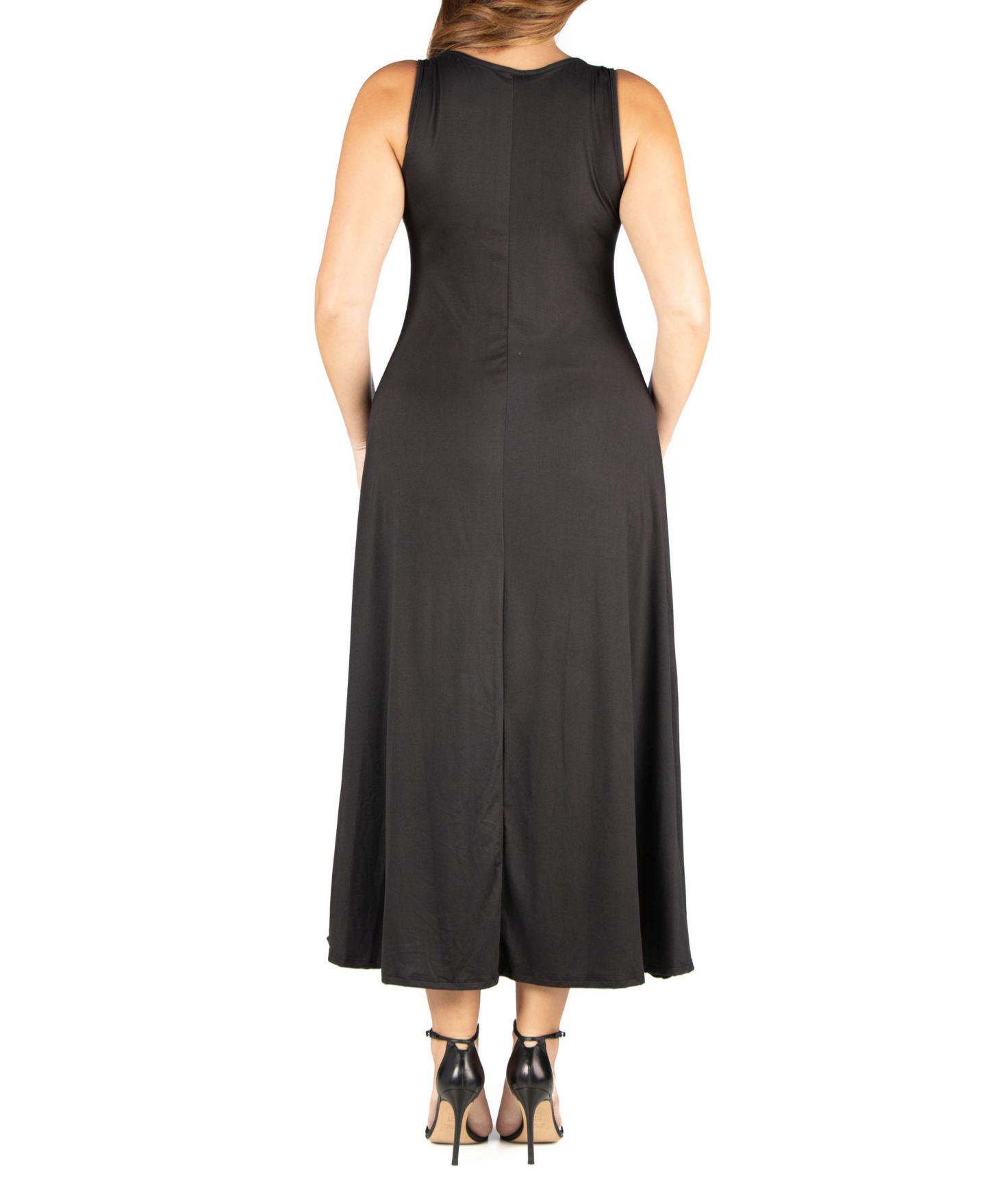 Женское платье 24seven Comfort Apparel Plus Size Simple A-line Tank Maxi, цвет: Чёрный — фото 2