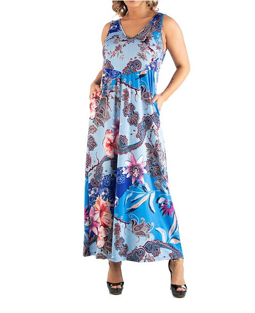 24seven Comfort Apparel Women S Plus Size Botanical Maxi Dress