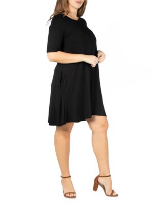 24seven Comfort Apparel 24seven Comfort Apparel Плюс размер Платья-футболки с карманами длиной до колена