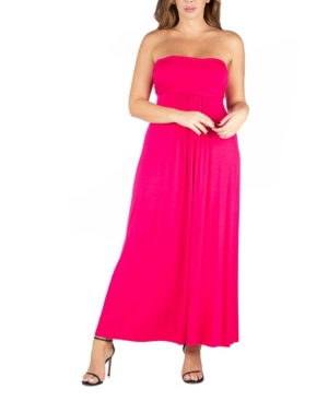 Shop 24seven Comfort Apparel Plus Size Strapless Maxi Dress In Pink