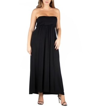 24seven Comfort Apparel Plus Size Strapless Maxi Dress In Black
