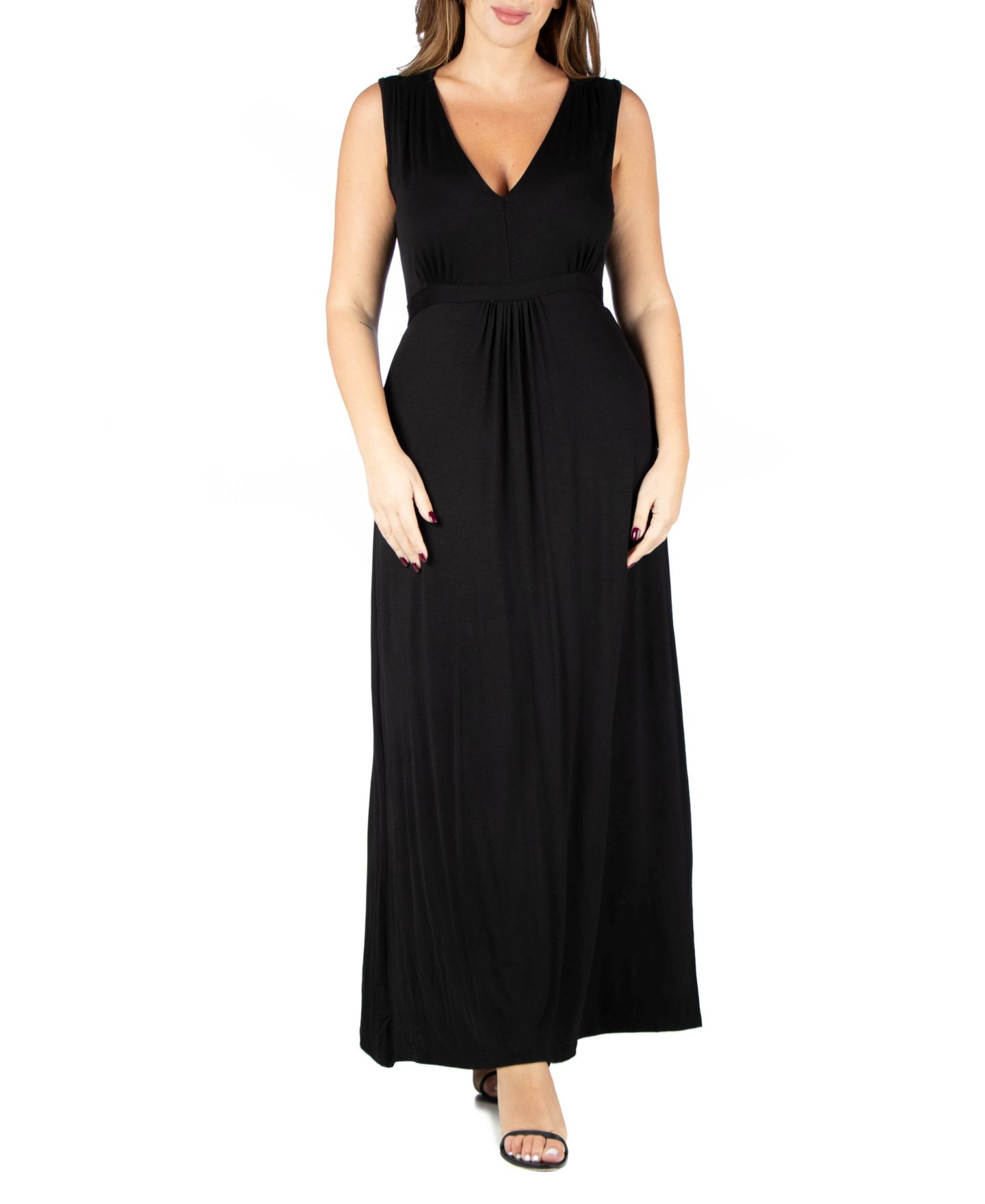 Женское платье 24seven Comfort Apparel Plus Size Sleeveless Empire Waist Maxi, цвет: Чёрный — фото 1