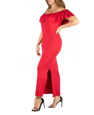 Plus Size Ruffle Off The Shoulder Maxi Dress