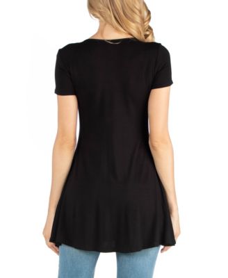 Cap Sleeve Maternity Tunic Top with Soft Flare Hem