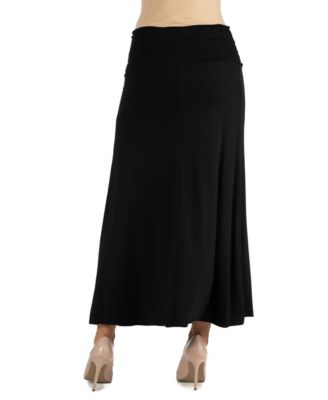 Womens Elastic Waist Solid Color Maternity Maxi Skirt