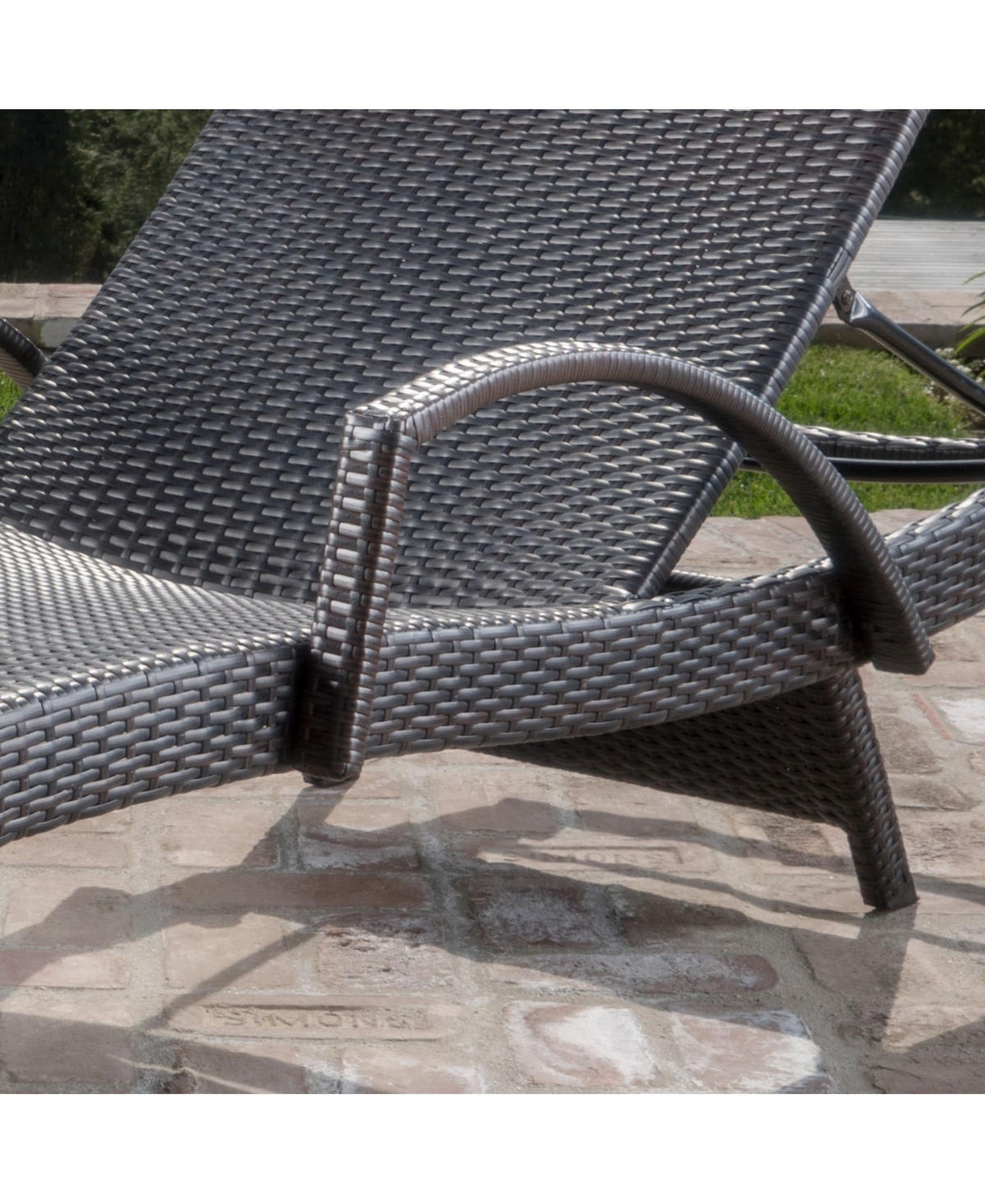 Noble House Salem Outdoor Chaise Lounge with Arms and Cushion