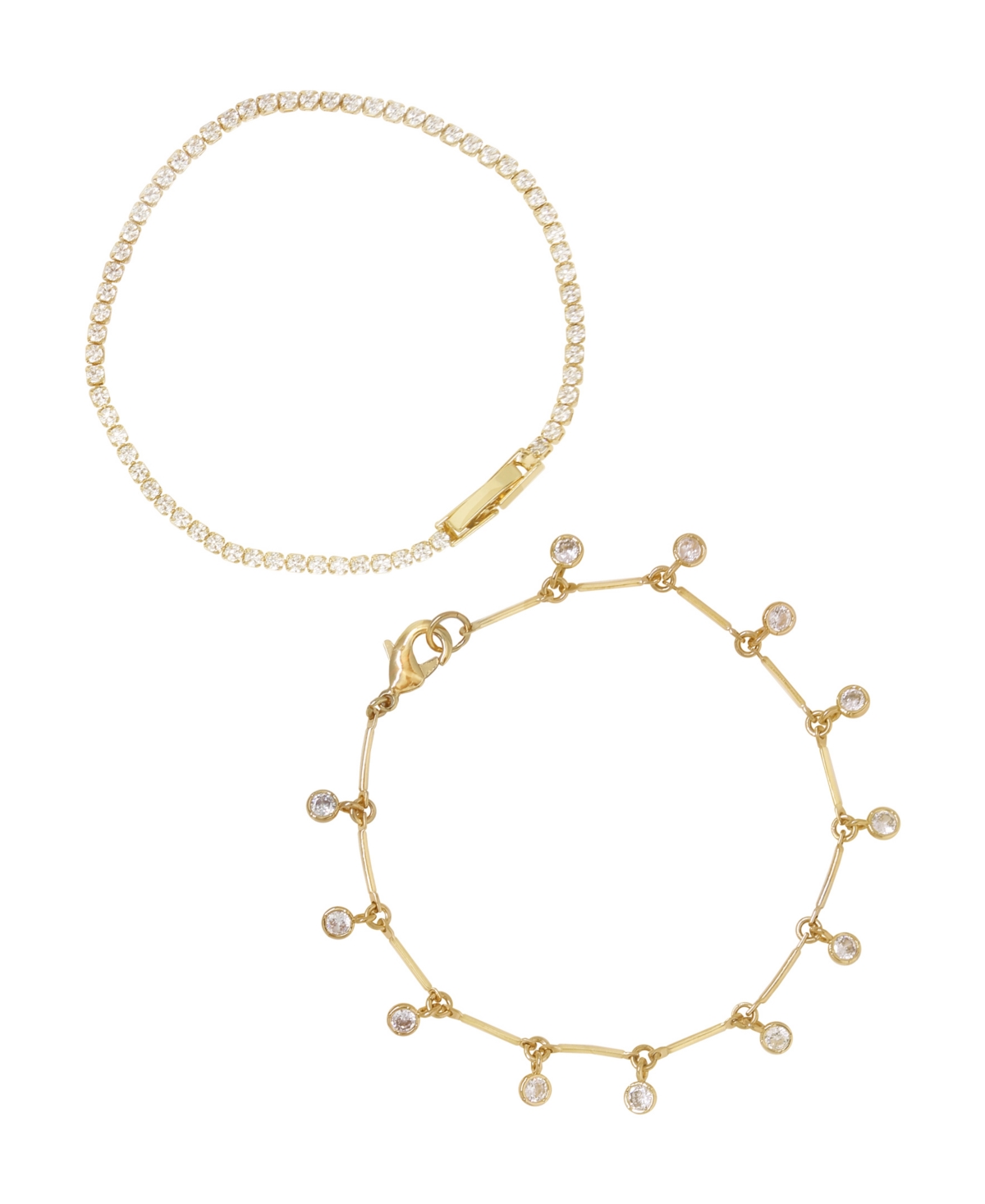 Crystal Droplet Chain Women's Bracelet Set - Gold