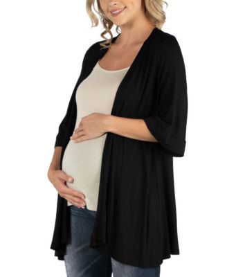 Open Front Elbow Length Sleeve Maternity Cardigan