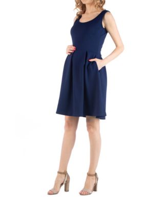 Sleeveless Pleated Maternity Dress with Pockets