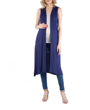 24seven Comfort Apparel Sleeveless Long Maternity Cardigan with Side Slit