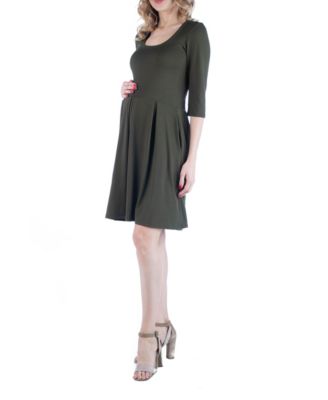 Fit and Flare Scoop Neck Maternity Dress