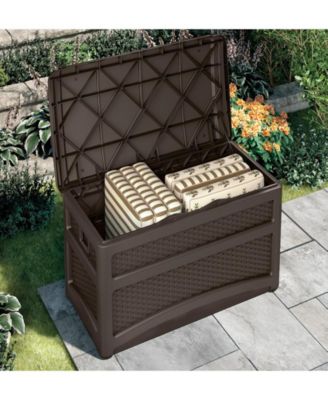 DBW7500 73 Gallon Outdoor Patio Storage Chest with Handles &amp; Seat, Java